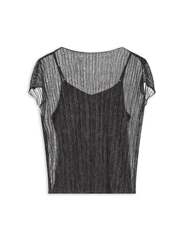 Póló - Csillámló anyag - fekete