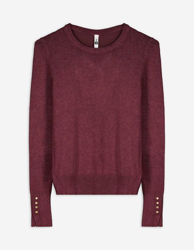 Pulóver - Díszgombokkal - sotetlila