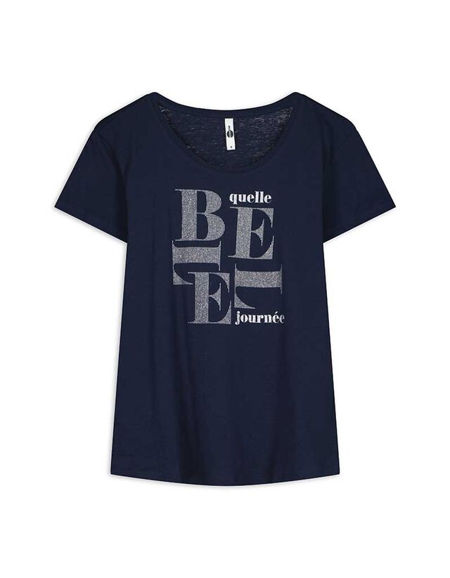 Póló - Csillámos nyomott minta - feher