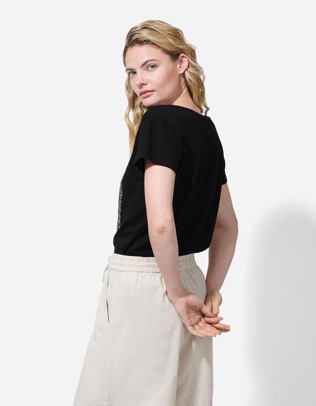 Póló - Csillámos nyomott minta - feher