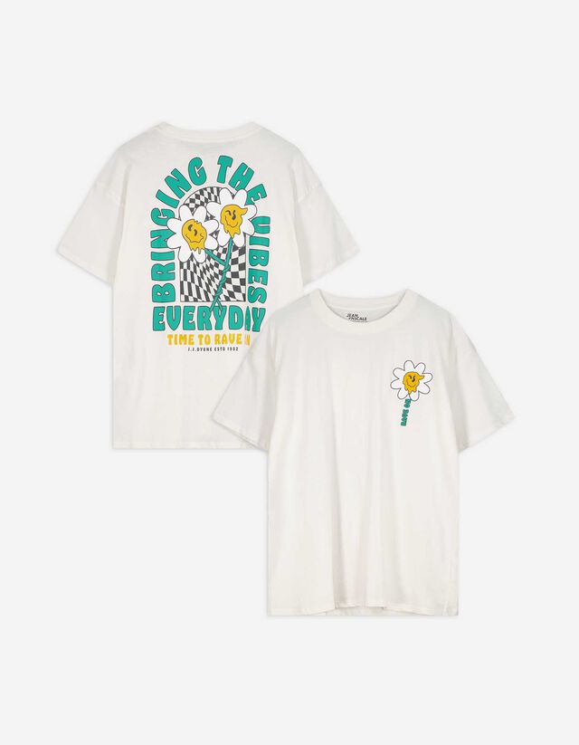 Póló - Hátul nyomtatott minta - feher