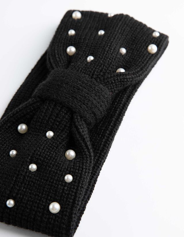 Fejpánt - Gyöngyökkel díszítve - fekete