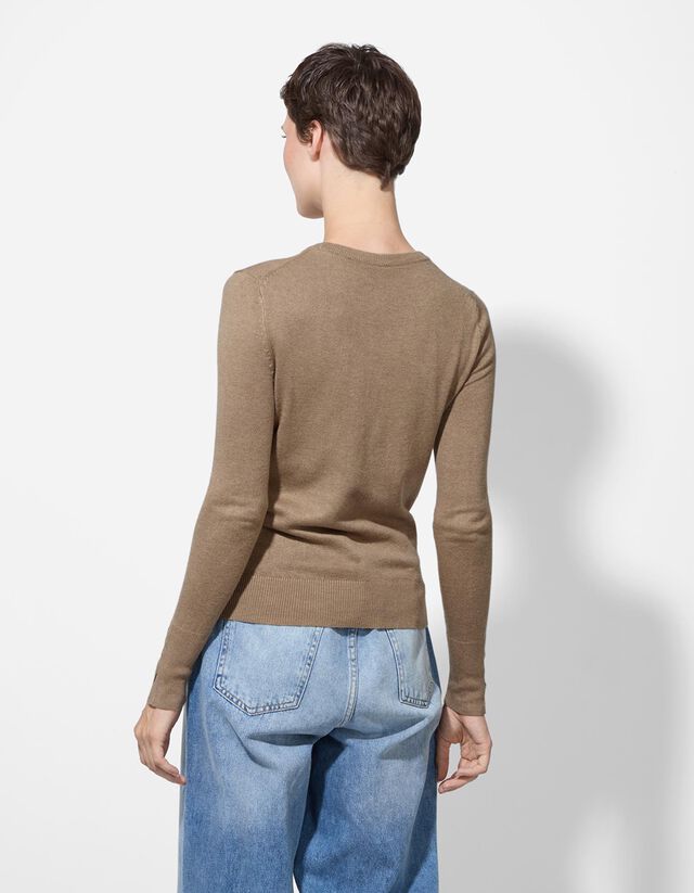 Pulóver - Díszgombokkal - sotetlila