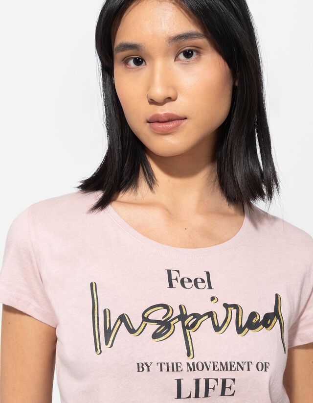 Póló - Csillámos nyomott minta - feher