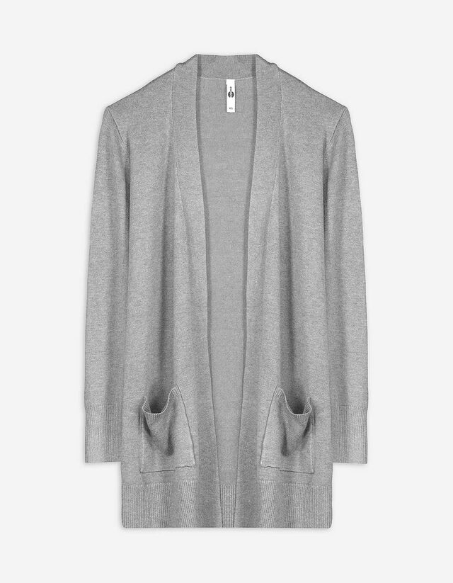 Hosszított kardigán - Foltzsebek - fekete