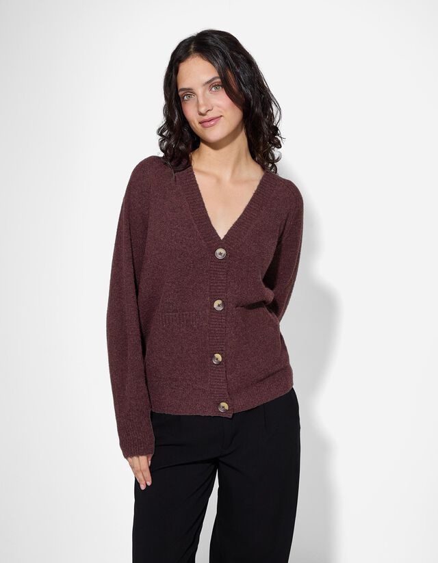 Kötött kardigán - Foltzsebek - sotetlila