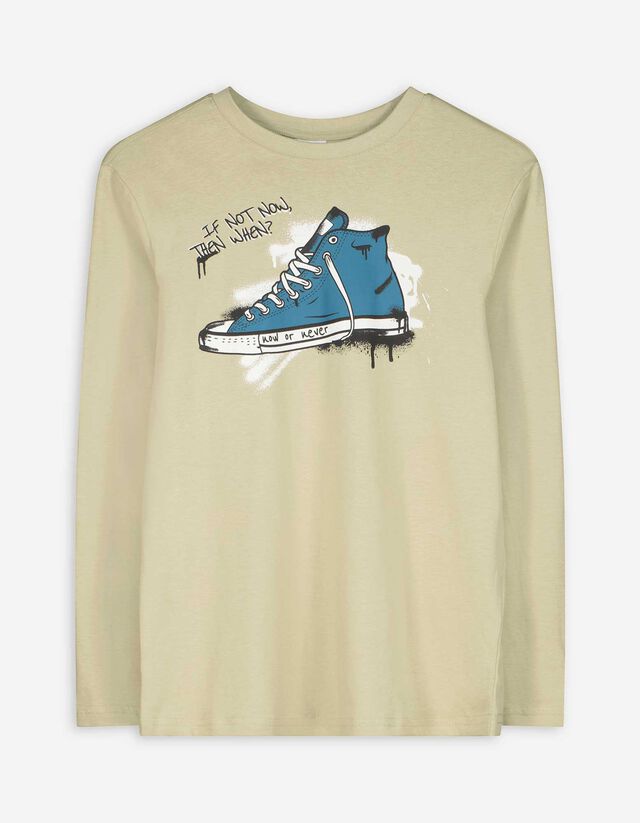 Hosszú ujjú felső - Elülső nyomtatás - bézs