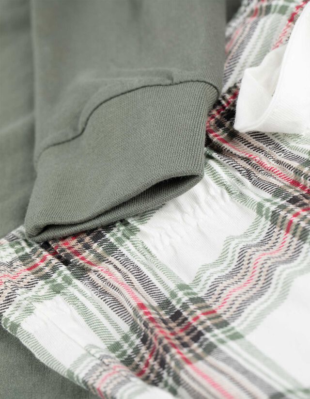 Felsőből és nadrágból álló pizsama szett - Dzsörzé - sötétzöld