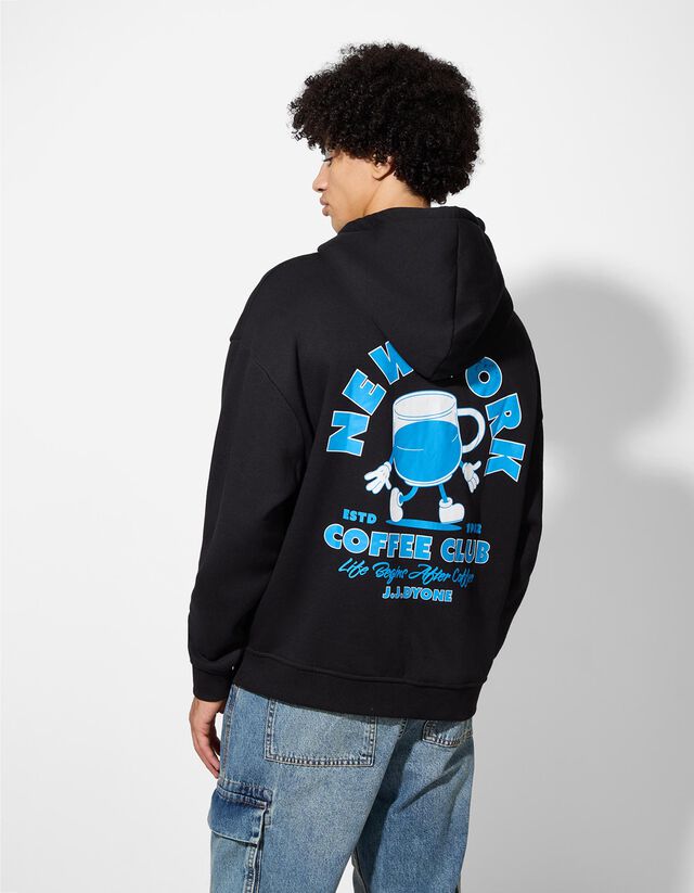 Melegítőfelső - Hátul nyomtatott minta - fekete