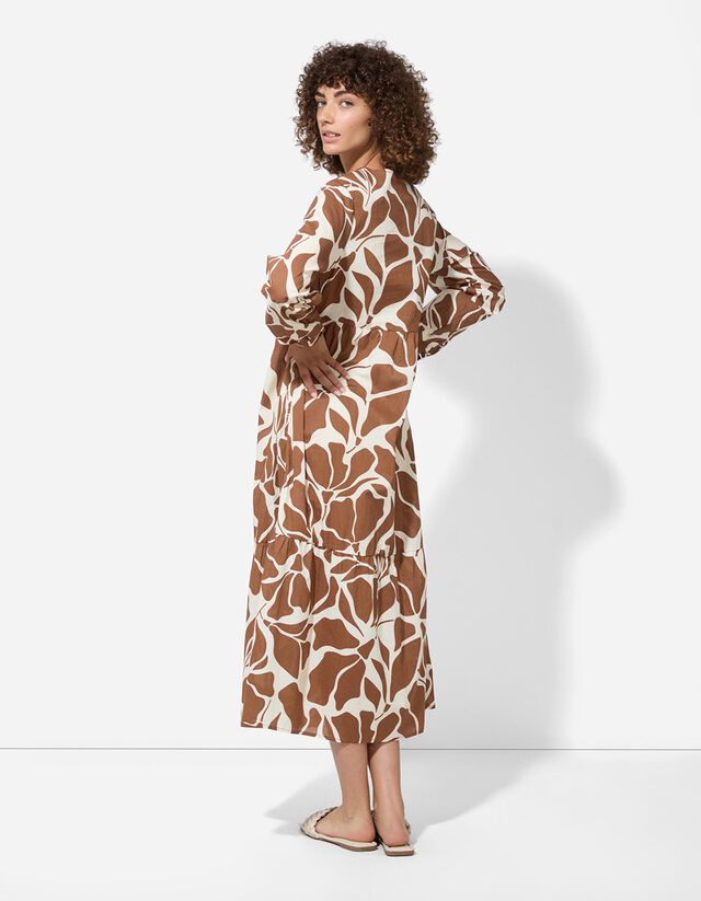 A-vonalú ruha - Virágmintás - fekete