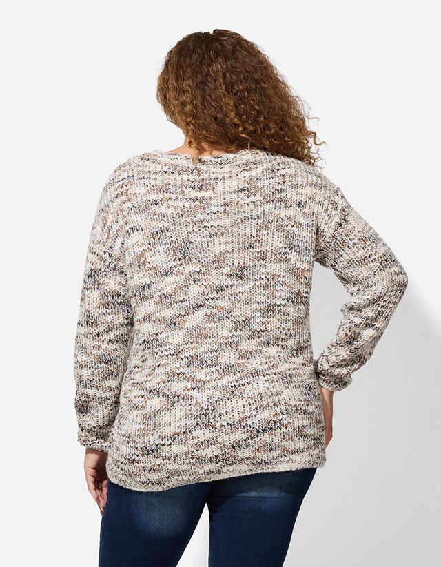 Pulóver - V-kivágás - fekete