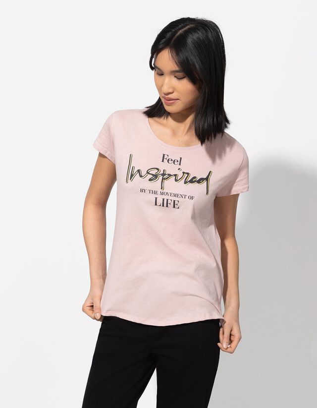 Póló - Csillámos nyomott minta - feher