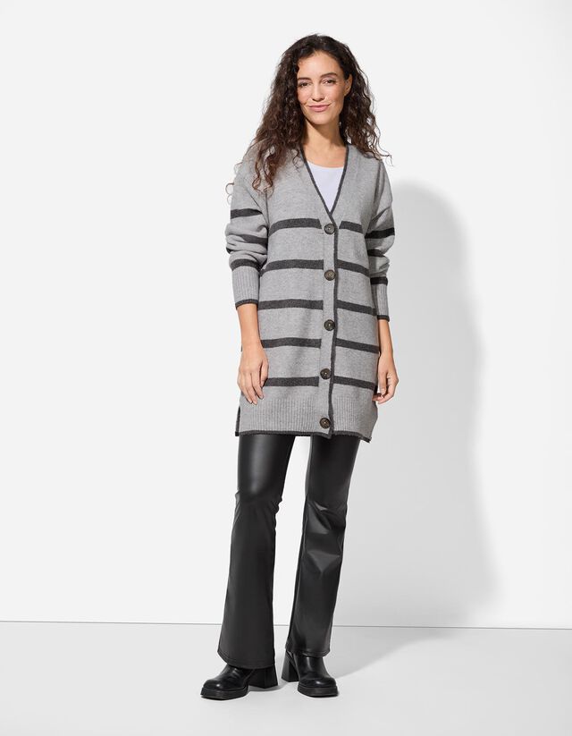 Hosszított kardigán - V-kivágás - szürke