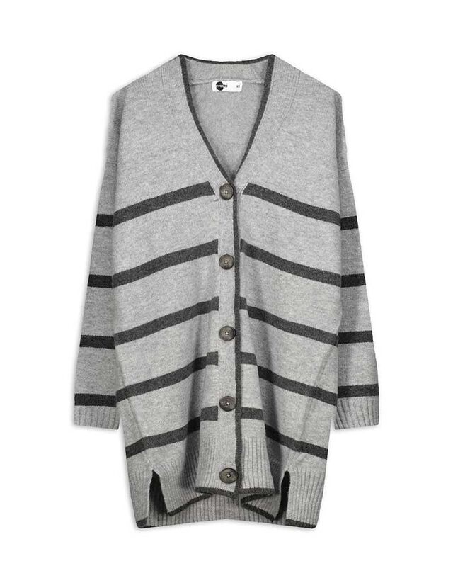 Hosszított kardigán - V-kivágás - szürke