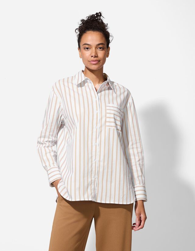 Blúz - Csíkos - világos barna