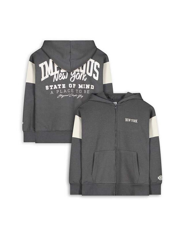 Cipzáros melegítőfelső - Túlméretezett fazon - sötétszürke