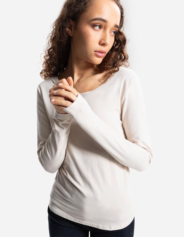 Hosszú ujjú felső - Alapvető - bézs