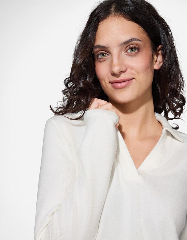 Hosszú ujjú póló - Póló gallér - feher