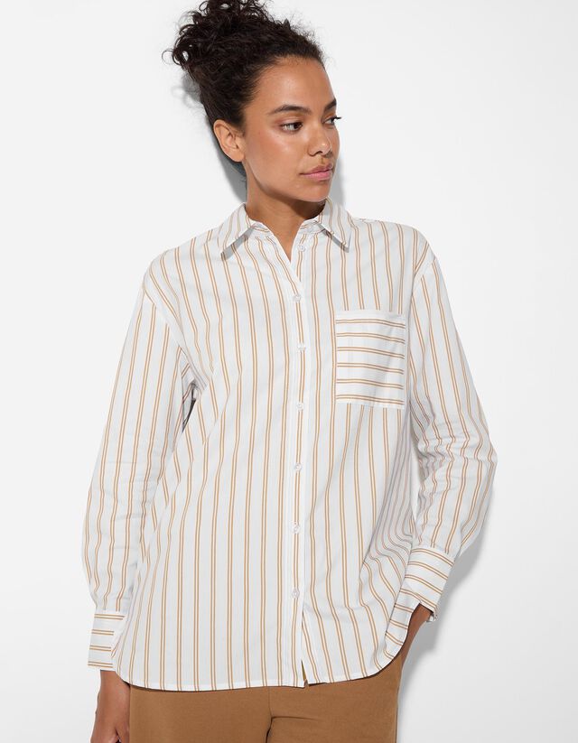 Blúz - Csíkos - világos barna