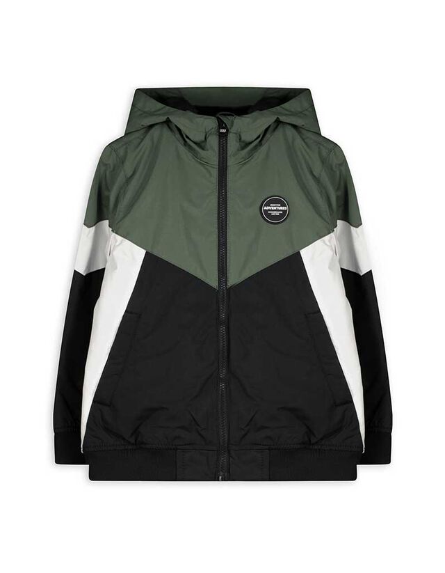 Széldzseki - Színes blokkolás - sötétzöld