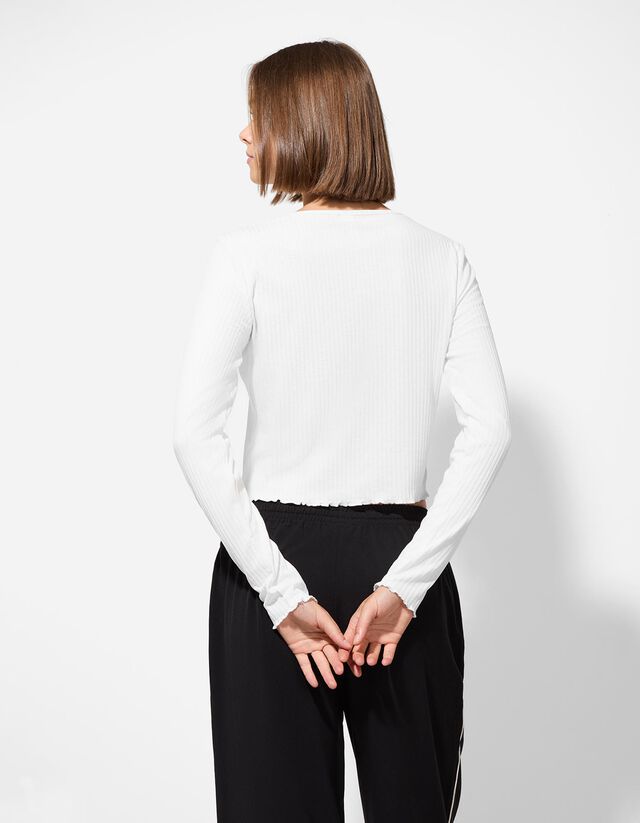 Hosszú ujjú felső - Bordázott - fekete