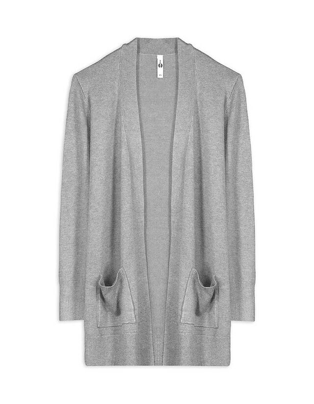 Hosszított kardigán - Foltzsebek - fekete