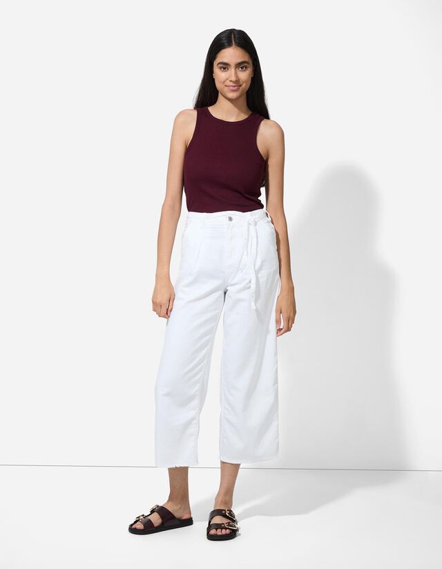 Ujjatlan felső - Bordázott - sötétbarna