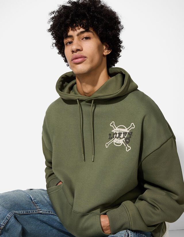 Kapucnis felső - One Piece - sötétzöld