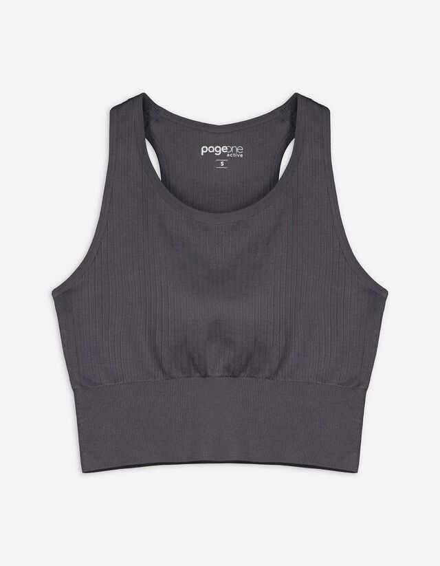 Rövid top - Bordázott - fekete