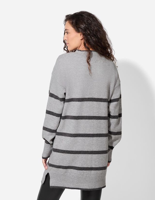 Hosszított kardigán - V-kivágás - szürke