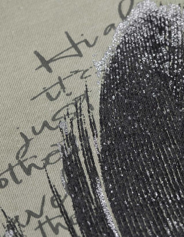 Póló - Csillámos nyomott minta - feher