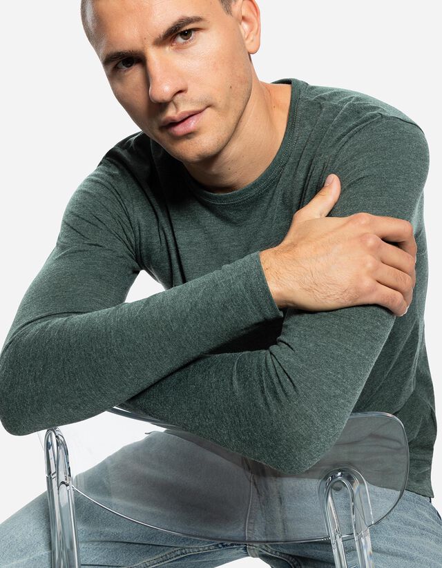 Hosszú ujjú felső - Kerek nyakkivágás - sötétzöld