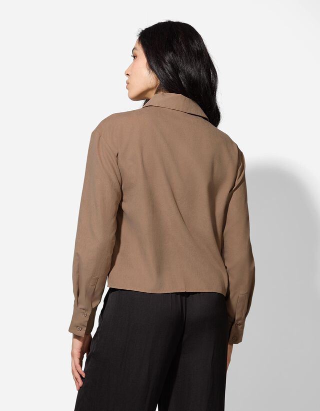 Blúz - poliészter - világos barna