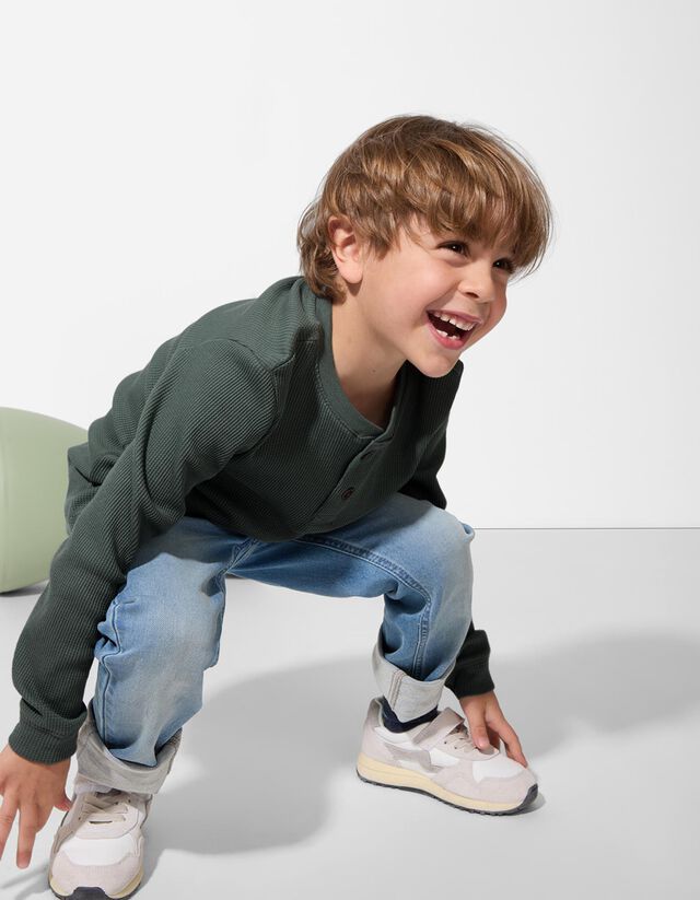 Hosszú ujjú felső - Henley nyakkivágás - sotetkek