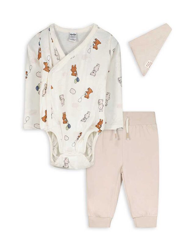 Body, nadrág és melltartó szett - Pamut - feher