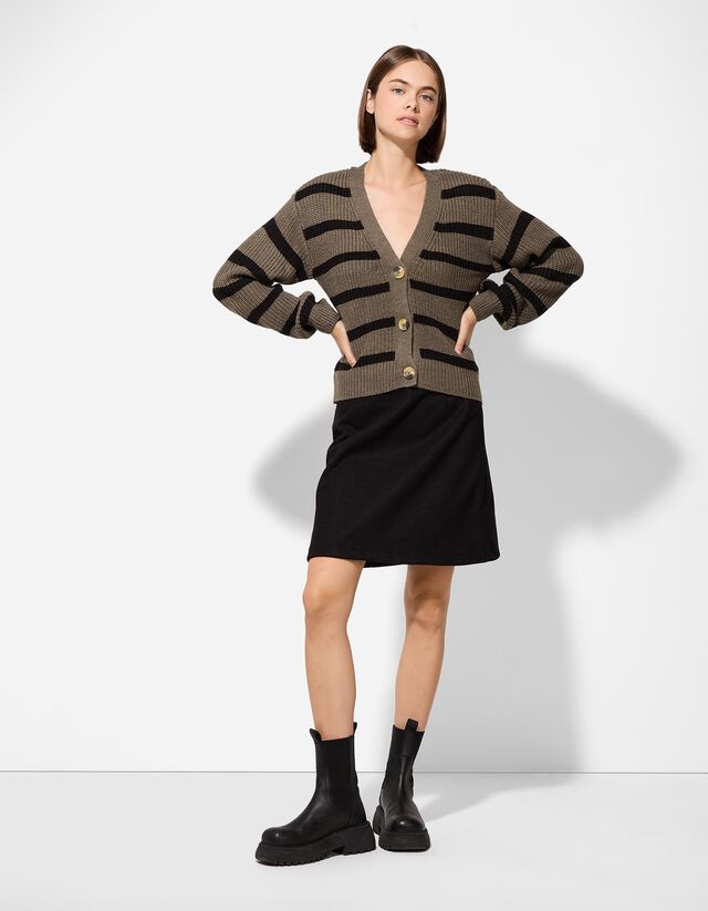 Kötött kardigán - Gombolópántos - sötétszürke