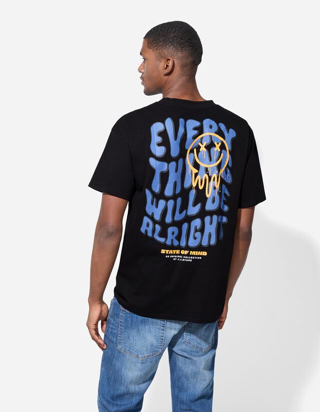 Póló - Hátul nyomtatott minta - feher