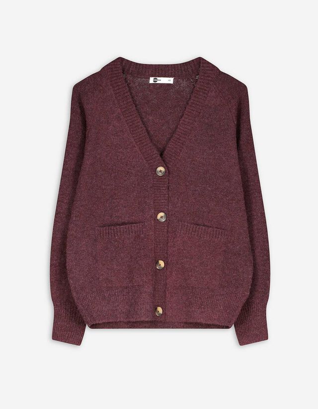 Kötött kardigán - Foltzsebek - sotetlila