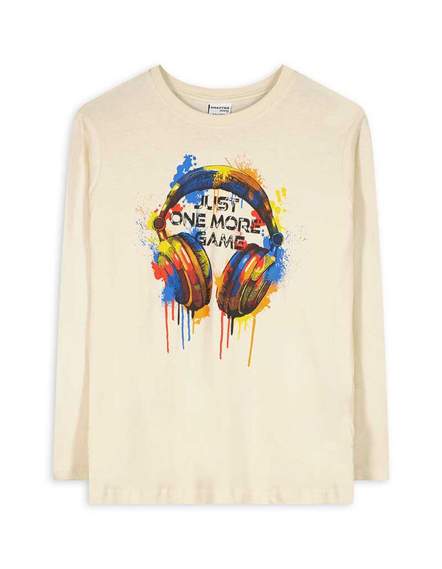 Hosszú ujjú felső - Elülső nyomtatás - bézs