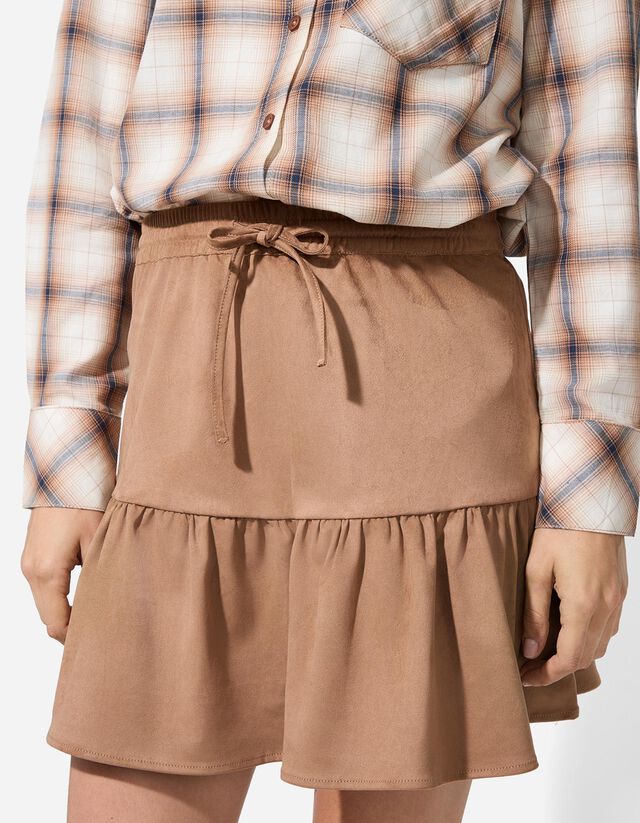 Szoknya - Velúr utánzat - sötétbarna