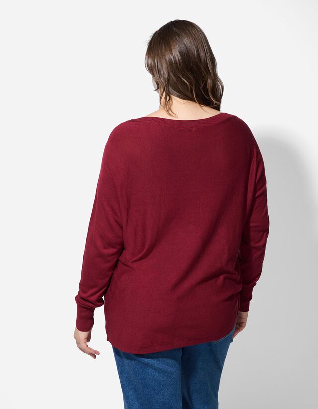 Pulóver - Denevérujjú - mélyvörös