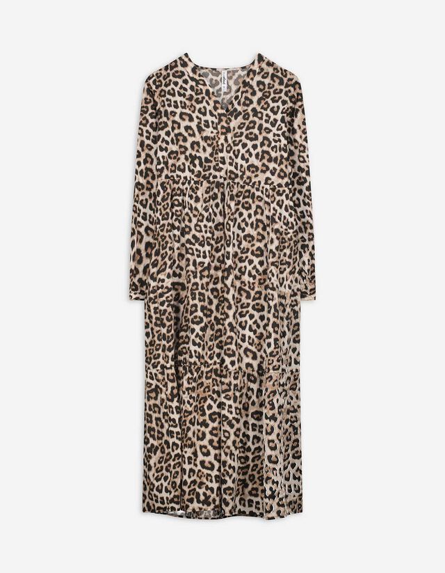 A-vonalú ruha - Virágmintás - fekete