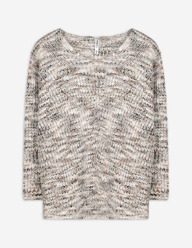 Pulóver - V-kivágás - fekete