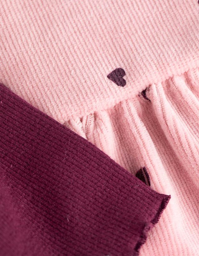 Hosszú ujjú felsőből és ruhából álló szett - Kordbársony - rozsaszin