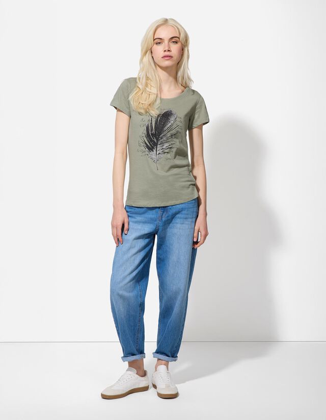 Póló - Csillámos nyomott minta - feher