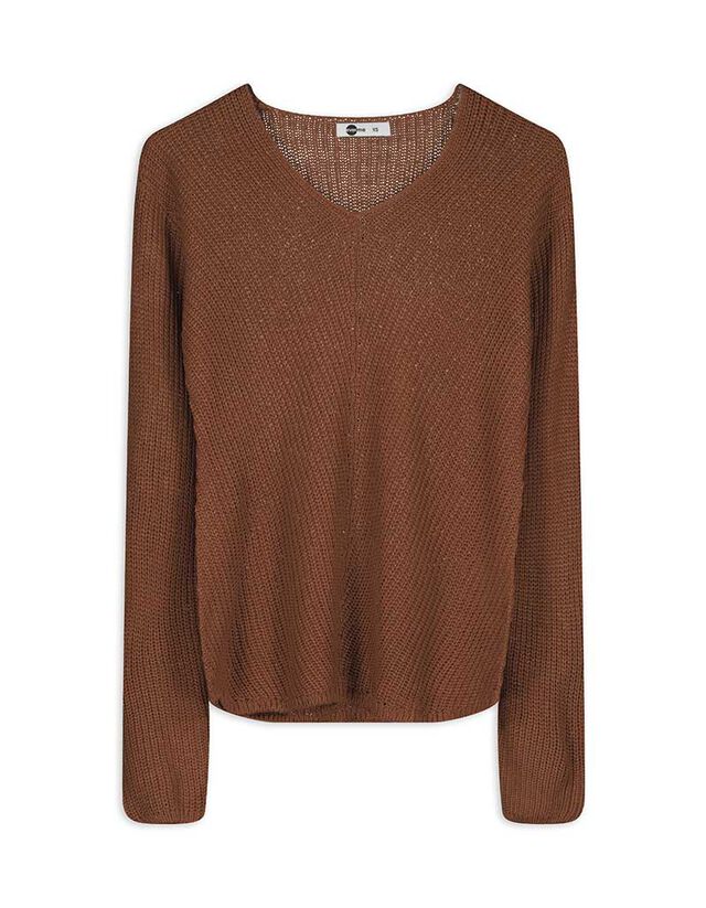 Pulóver - Egyszínű - barna