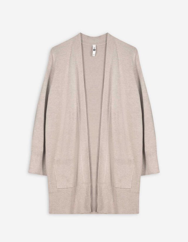 Hosszított kardigán - Foltzsebek - fekete