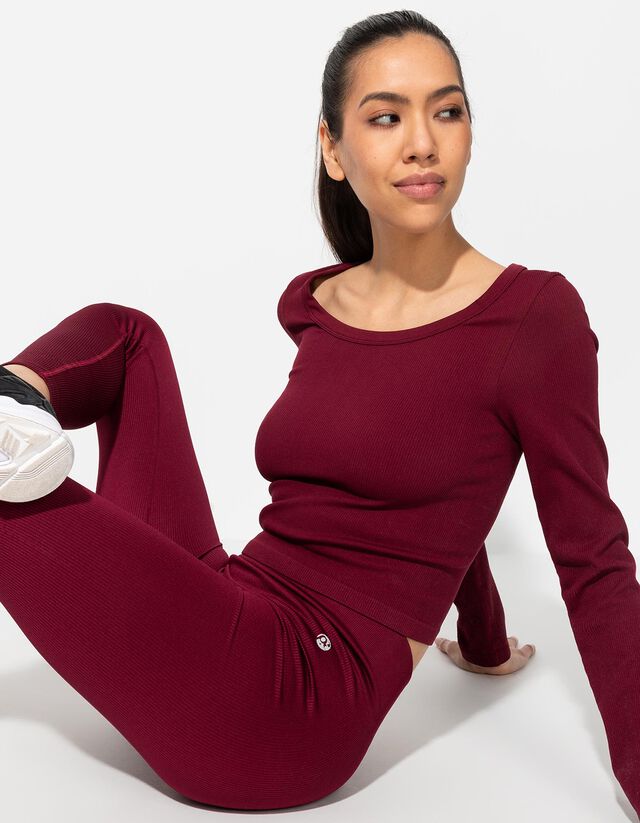 Rövid felső - Bordázott - mélyvörös