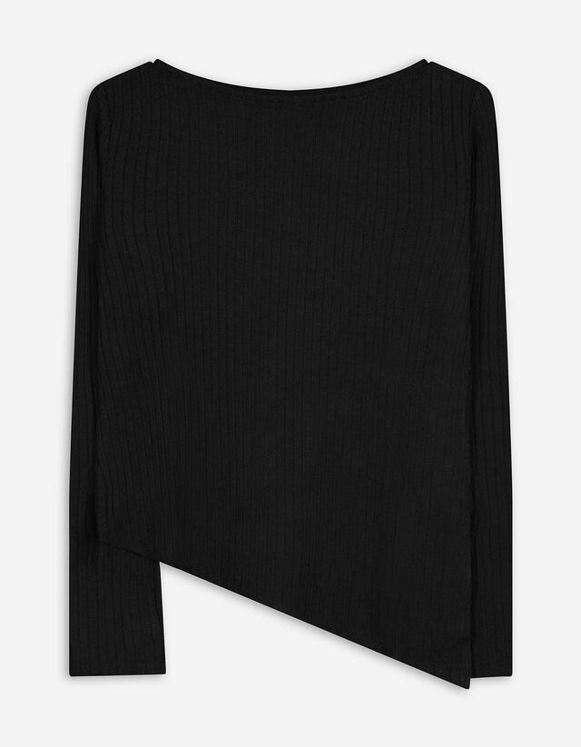 Hosszú ujjú felső - Aszimmetrikus - fekete