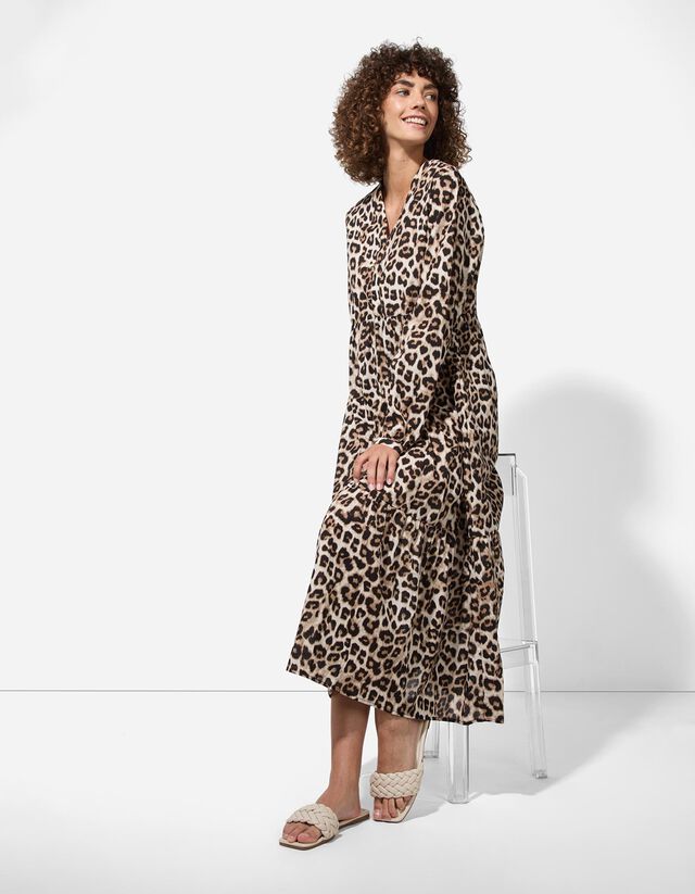 A-vonalú ruha - Virágmintás - fekete